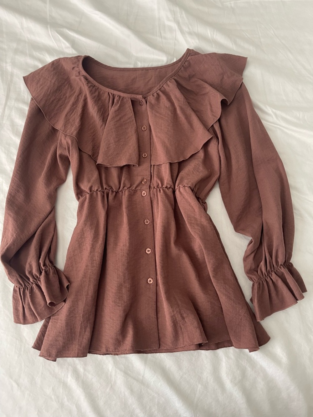 Ruffled Button-Front Blouse Freesize